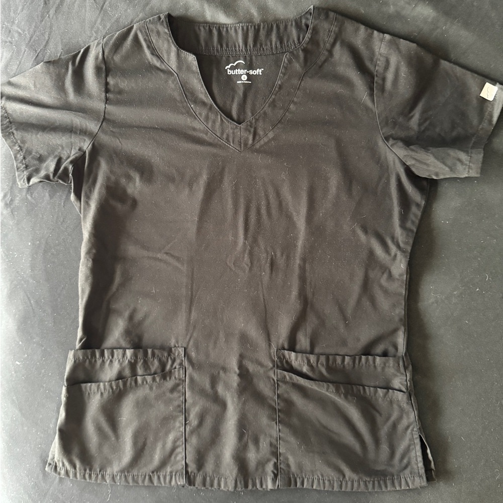 Butter-Soft Black Scrub Top